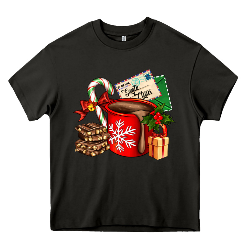 Christmas Hot Chocolate Cup With Gift And Letters Heavy Core Tee by AdoDesignShop | Teevron