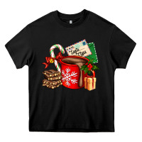 Black Christmas hot chocolate cup with gift and letters Heavy Core Tee - AdoDesignShop