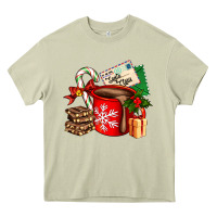 Mossy Christmas hot chocolate cup with gift and letters Heavy Core Tee - AdoDesignShop