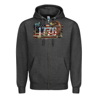 Charcoal Heather Eat. 1776 eagle 4th of july Zipper Hoodie - HowdyJamesFarm