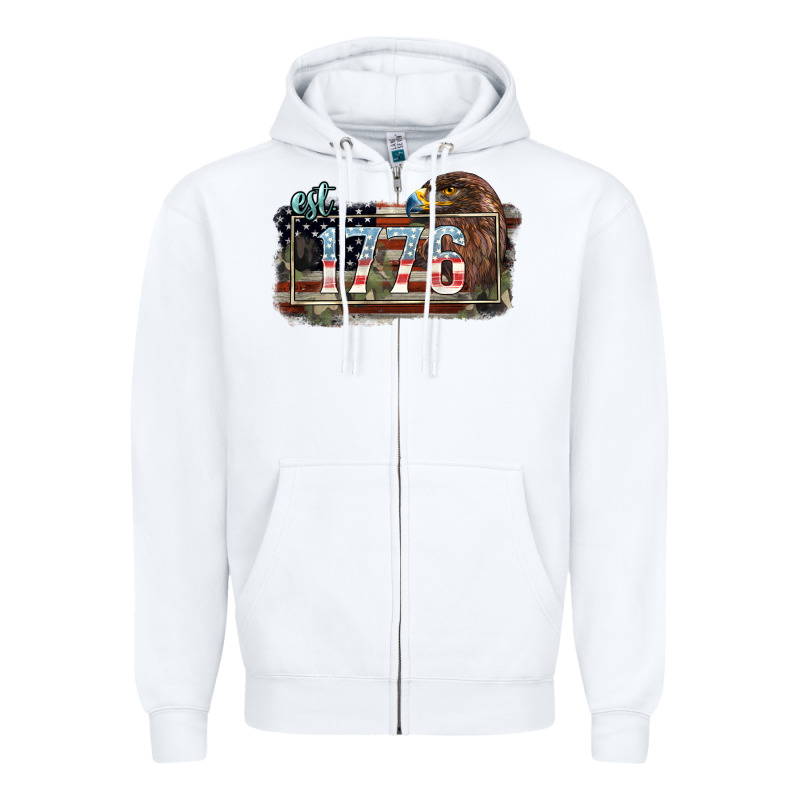 Eat. 1776 Eagle 4th Of July Zipper Hoodie by HowdyJamesFarm | Teevron