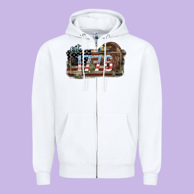 Eat. 1776 Eagle 4th Of July Zipper Hoodie Designed By Howdyjamesfarm