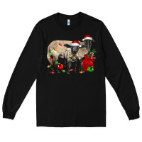 Black Christmas Suffolk Sheep And Baby Suffolk Sheep Long Sleeve Tee - LillyAllenDesigns