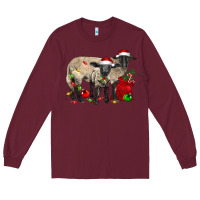Burgundy Christmas Suffolk Sheep And Baby Suffolk Sheep Long Sleeve Tee - LillyAllenDesigns