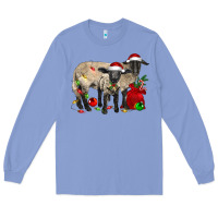 Colony Blue Christmas Suffolk Sheep And Baby Suffolk Sheep Long Sleeve Tee - LillyAllenDesigns