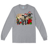 Heather Grey Christmas Suffolk Sheep And Baby Suffolk Sheep Long Sleeve Tee - LillyAllenDesigns