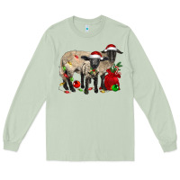 Matcha Christmas Suffolk Sheep And Baby Suffolk Sheep Long Sleeve Tee - LillyAllenDesigns