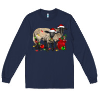 Navy Christmas Suffolk Sheep And Baby Suffolk Sheep Long Sleeve Tee - LillyAllenDesigns