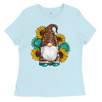 Baby Blue western gnomes sunflowers gemstones leopard serape cowhide glitter Ladies Tee - Artiststas