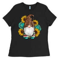 Western Gnomes Sunflowers Gemstones Leopard Serape Cowhide Glitter Ladies Tee | Teevron