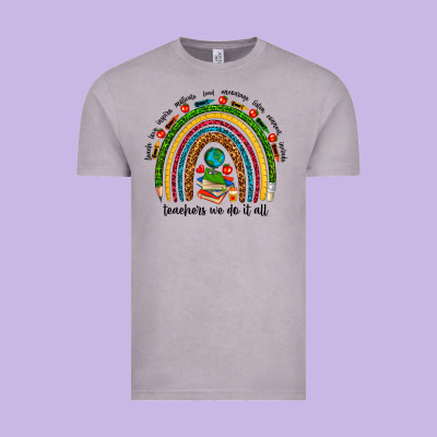 Teachers We Do It All Rainbow Vintage Tee Designed By Nancycooperartshop