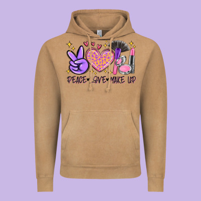 Peace Love Make Up Vintage Hoodie Designed By Maliassmallbusiness