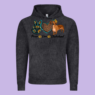 Peace Love Dachshund Vintage Hoodie Designed By Ranaportraitstore