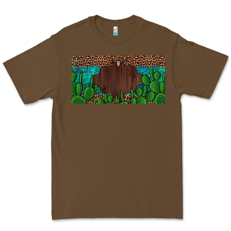 Western Cactus Leopard And Turquoise Custom Nametext License Plate Premium Tee by Artiststas | Teevron