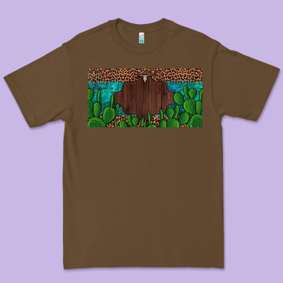 Western Cactus Leopard And Turquoise Custom Nametext License Plate Premium Tee Designed By Artiststas