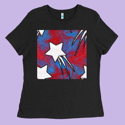 Glitter 4th Of July Seamless Pattern Ladies Tee Designed By Bundleandbundleshop