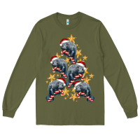 Army Green Christmas Tree With Manatee Long Sleeve Tee - LillyAllenDesigns