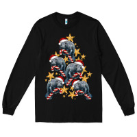 Black Christmas Tree With Manatee Long Sleeve Tee - LillyAllenDesigns