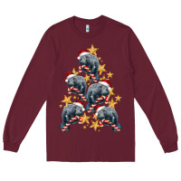 Burgundy Christmas Tree With Manatee Long Sleeve Tee - LillyAllenDesigns