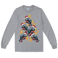 Heather Grey Christmas Tree With Manatee Long Sleeve Tee - LillyAllenDesigns