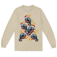 Mushroom Christmas Tree With Manatee Long Sleeve Tee - LillyAllenDesigns
