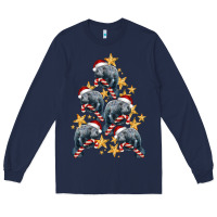 Navy Christmas Tree With Manatee Long Sleeve Tee - LillyAllenDesigns
