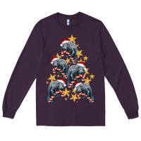 Plum Christmas Tree With Manatee Long Sleeve Tee - LillyAllenDesigns