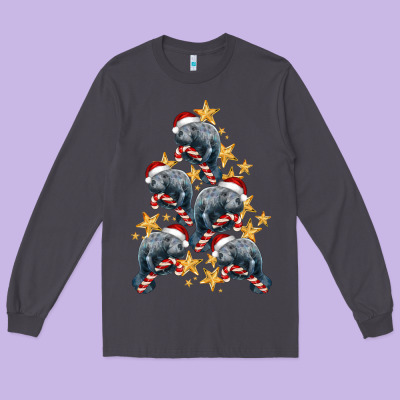 Christmas Tree With Manatee Long Sleeve Tee Designed By Lillyallendesigns