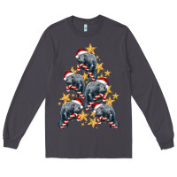 Smoke Christmas Tree With Manatee Long Sleeve Tee - LillyAllenDesigns