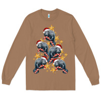 Toasted Coconut Christmas Tree With Manatee Long Sleeve Tee - LillyAllenDesigns