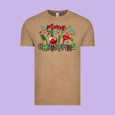 Merry Christmas Hair Dresser Vintage Tee Designed By Maliassmallbusiness