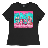 Black pink christmas coffee Ladies Tee - Jasminsmagicworld