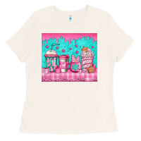 Bone pink christmas coffee Ladies Tee - Jasminsmagicworld