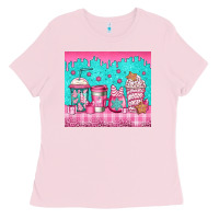 Bubblegum Pink pink christmas coffee Ladies Tee - Jasminsmagicworld
