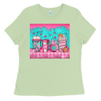 Matcha pink christmas coffee Ladies Tee - Jasminsmagicworld
