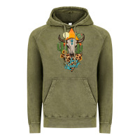 Vintage Olive free spirit bull skull Vintage Hoodie - MaliasSmallBusiness