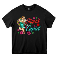 Black stupid cupid Heavy Core Tee - AdoDesignShop