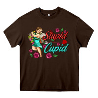 Chocolate Brown stupid cupid Heavy Core Tee - AdoDesignShop
