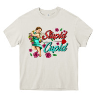 Cream stupid cupid Heavy Core Tee - AdoDesignShop