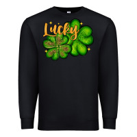 Black St. Patrick's Lucky and shamrock Premium Sweatshirt - OliviaCreatesArt