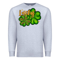 Heather Grey St. Patrick's Lucky and shamrock Premium Sweatshirt - OliviaCreatesArt