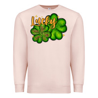Pale Pink St. Patrick's Lucky and shamrock Premium Sweatshirt - OliviaCreatesArt