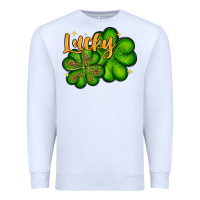 White St. Patrick's Lucky and shamrock Premium Sweatshirt - OliviaCreatesArt