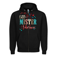 Black Little mister America 4th of july Zipper Hoodie - HowdyJamesFarm