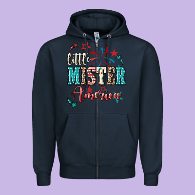 Little Mister America 4th Of July Zipper Hoodie Designed By Howdyjamesfarm