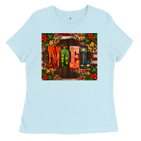 Baby Blue noel mistletoe Christmas Ladies Tee - AdoDesignShop