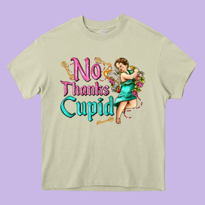 No Thanks Cupid Heavy Core Tee Designed By Adodesignshop