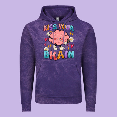 Kiss Your Brain Vintage Hoodie Designed By Maliassmallbusiness