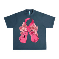 Midnight Navy breast cancer with boxing gloves Urban Heavy Tee - MaliasSmallBusiness