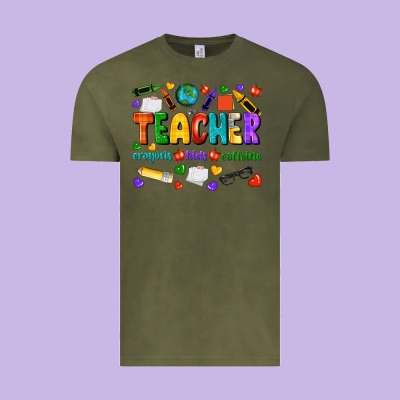 Teacher Crayons Kids Caffeine Vintage Tee Designed By Nancycooperartshop